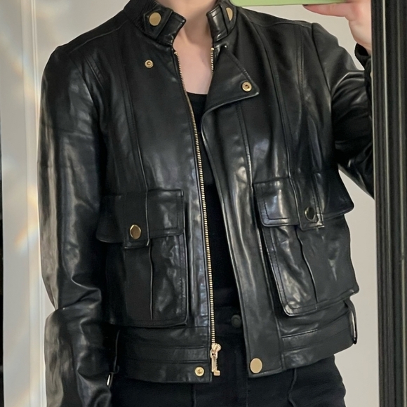 TORY BURCH RICHARD LEATHER BOMBER JACKET - Picture 3 of 9